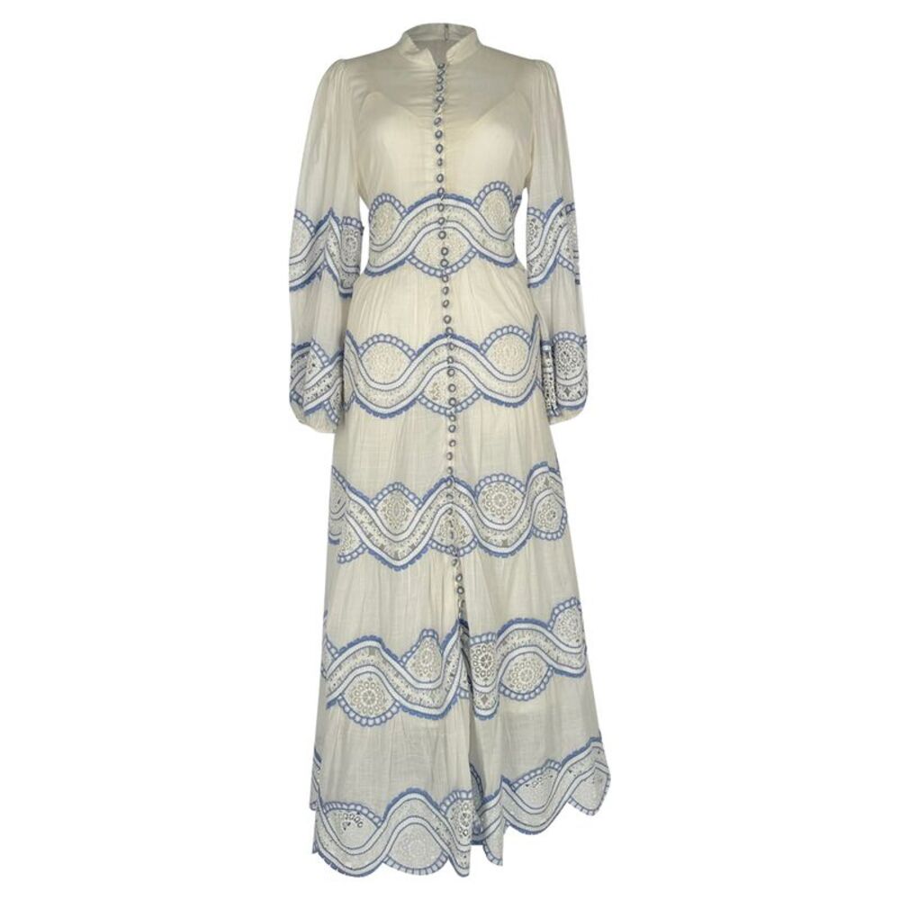 Zimmermann Cira Lace-Trimmed Maxi Dress in White Cotton